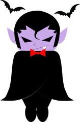 Dracula, the night vampire hunter, at night, on Halloween night.