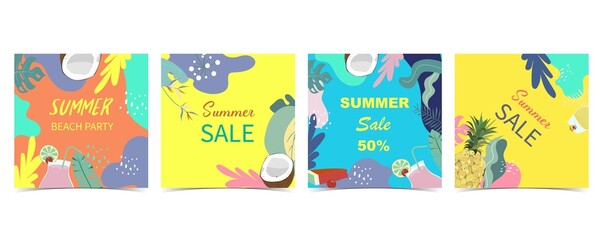 summer background for social media with leaf,pineapple © piixypeach