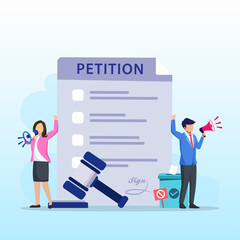 Petition form concept. People signing and spreading petition or complaint. flat vector
