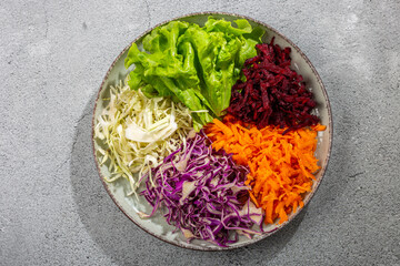 Fresh vegetables grated no. Healthy food.