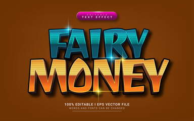Fototapeta na wymiar fairy money cartoon 3d text style effect