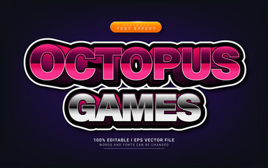 octopus games cartoon 3d text style effect