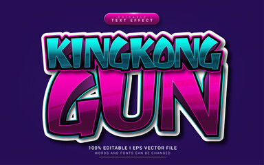 kingkong gun cartoon 3d text style effect