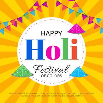 Holi festival instagram post or banner design template