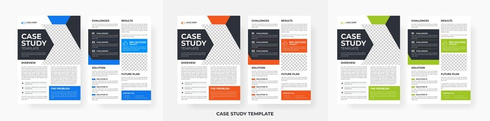 Professional case study template design, creative business case study double side flyer template
