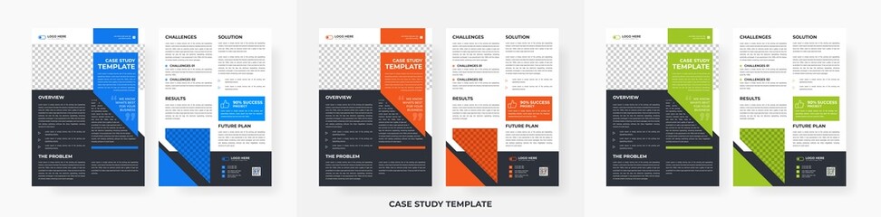 Professional case study template design, creative business case study double side flyer template