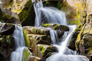 Fototapeta premium Waterfall in the mountain Pilis, Dömörkapu, Hungary