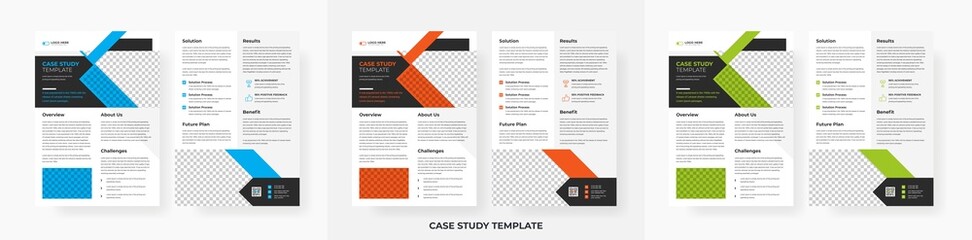 Professional case study template design, creative business case study double side flyer template