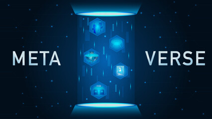 Metaverse virtual universe vector illustration concept design. Metaverse concept for banner, poster, website, landing page, ads.