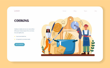 Pasta web banner or landing page. Homemade italian food with cheese