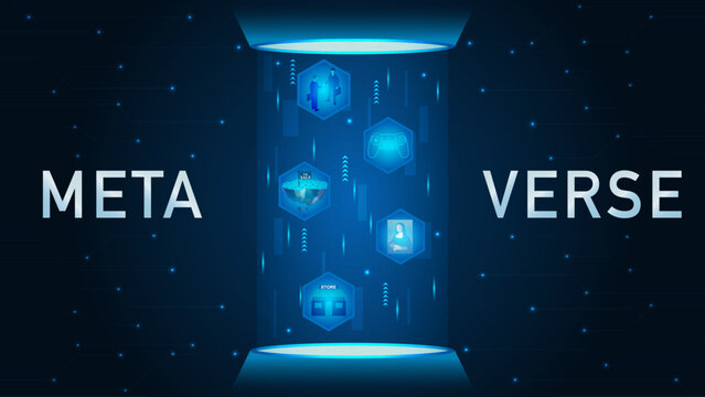 Metaverse virtual universe vector illustration concept design. Metaverse concept for banner, poster, website, landing page, ads.