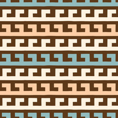 Hand Drawn Earthy Tones Tribal Horizontal Stipes Vector Seamless Pattern. Navajo Graphic Print. Aztec Geometric Background. Ethnic Boho Design perfect for Textiles, Fabric