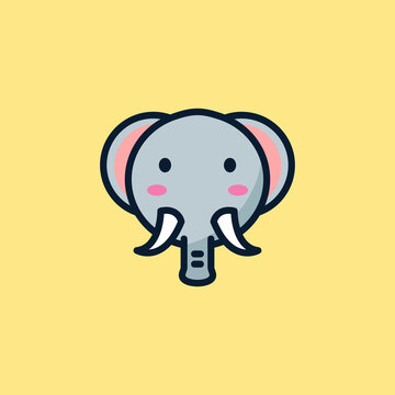 Cute Wild animal illustration design, elephant vector icon