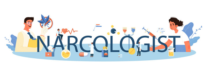 Narcologist typographic header. Specialist provide help for people