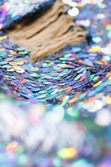 Obraz premium Closeup shot of a shiny multicolored sequin fabric.