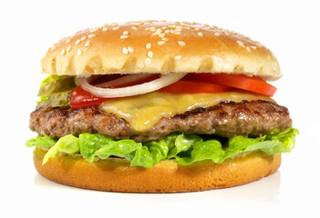 Grilled Cheeseburger on White - Isolated