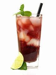 Cherry Banana Juice on white Background - Isolated