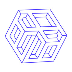 Logo. Impossible shape, optical illusion, vector. Optical art objects. Geometric figure. Line art.