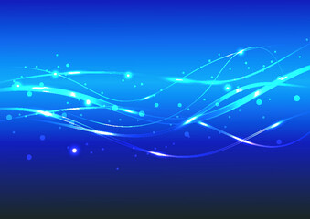 background graphics reflective blue lines shining on a beautiful blue background.