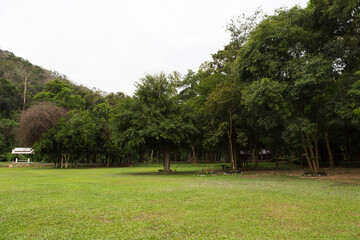 Camping zone along site the lake at Namtok Samlan National Park in Saraburi Thailand	