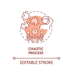 Chaotic process terracotta concept icon. Red light in employment interview process abstract idea thin line illustration. Isolated outline drawing. Editable stroke. Arial, Myriad Pro-Bold fonts used