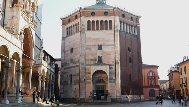External Facade of the Baptistery of Cremona, Lombardy, Italy