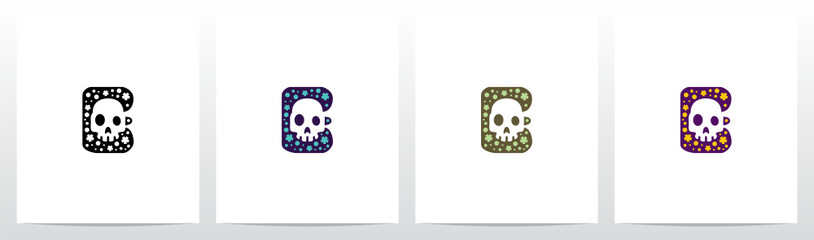 Spooky Skull On Letter Logo Design E