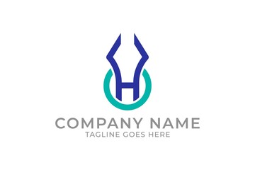 monoline letter h logo design, letter oh logo design 