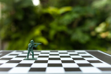 military chess on a chessboard. business ideas and competition and strategy Ukraine and Russia for...