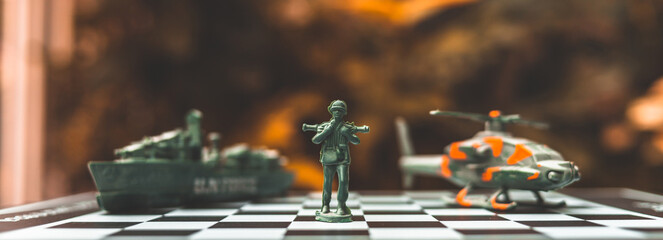 military chess on a chessboard. business ideas and competition and strategy Ukraine and Russia for...