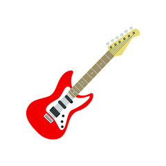 Fototapeta na wymiar Electric guitar red and white color editable.Red Candy bar color guitar.Electric guitar logo