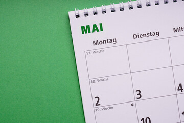 german calendar or monthly planner for may - obrazy, fototapety, plakaty