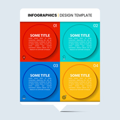 Infographic template with icons and 4 options or steps. Rectangle