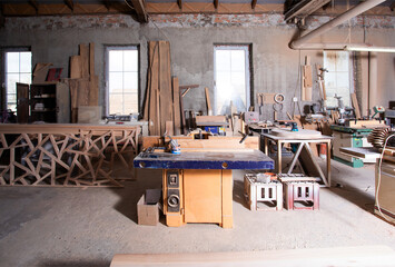 Modern carpentry shop for the manufacture wooden furniture