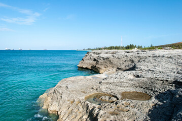 Grand Bahama Island Coastline And Industrial Ships