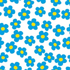 Seamless pattern yellow-blue flowers, a simple minimalistic pattern in the colors of the Ukrainian flag