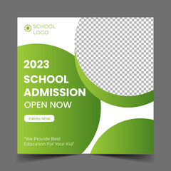 School admission social media post banner, educational social media post square flyer back to school web banner design template.