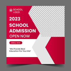 School admission social media post banner, educational social media post square flyer back to school web banner design template.
