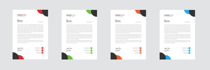 Obraz premium corporate modern letterhead design template with red, green, orange and blue color.