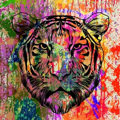 Deurstickers tiger in the jungle © reznik_val