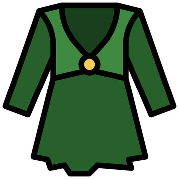 green dress with gold button clip art preview