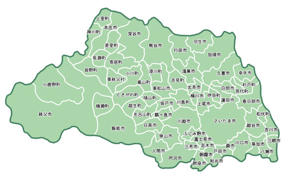 埼玉県のシンプルな地図【MAP】