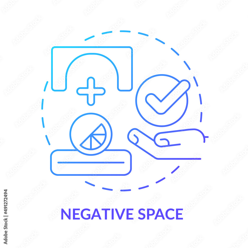 Poster negative space blue gradient concept icon. visual composition. principles of graphic design abstract