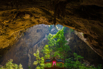 Phraya Nakhon Cave is the most popular attraction is a four-gabled pavilion constructed during the reign of King Rama its beauty and distinctive identity the pavilion at Prachuap Khiri Khan,Thailand