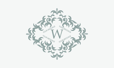 Fototapeta na wymiar Exquisite floral logo with calligraphic letter W. Business sign, monogram identity for restaurant, boutique, hotel, heraldic, jewelry.