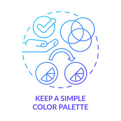 Keep simple color palette blue gradient concept icon. Brand style building. Graphic design rules abstract idea thin line illustration. Isolated outline drawing. Myriad Pro-Bold font used