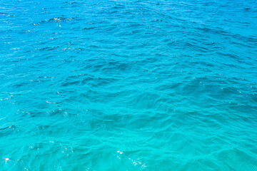 Obraz premium Blue sea view and clear sky horizon. Travel and environment concept.