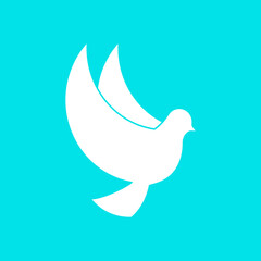 dove logo of peace isolated on white, vector minimal illustration