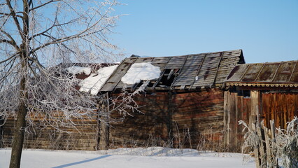 old house in the snow