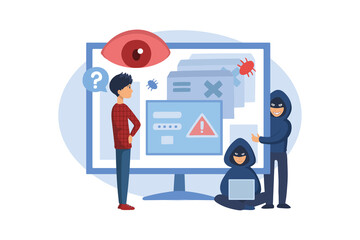 Computer Spyware Attack illustration concept